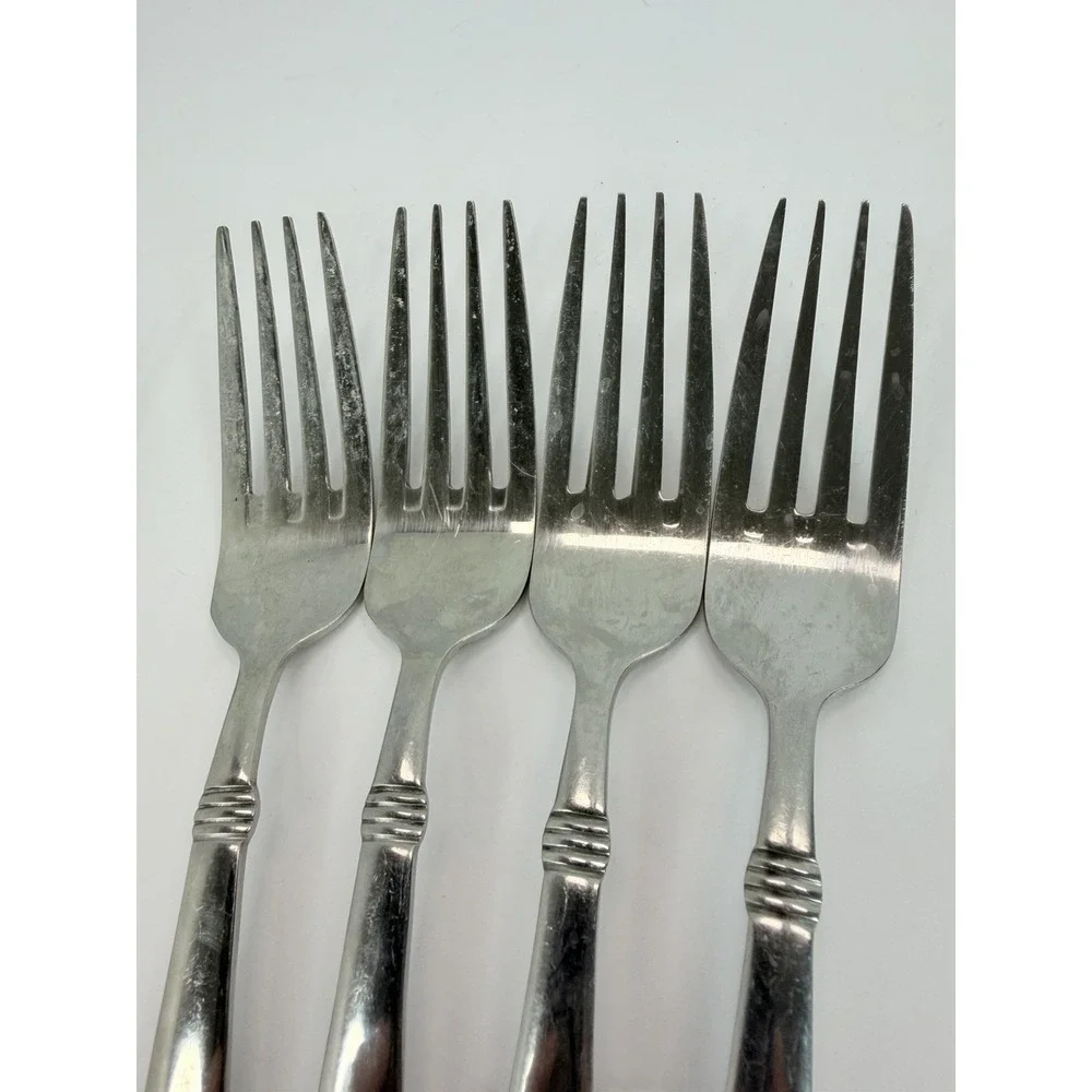 4 Dinner Forks 2 Salad Wallace Napoli Stainless Flatware Glossy Lot